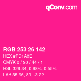 Color code: RGB 253 26 142 | qconv.com