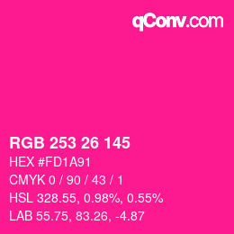 カラーコード: RGB 253 26 145 | qconv.com