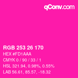 Color code: RGB 253 26 170 | qconv.com