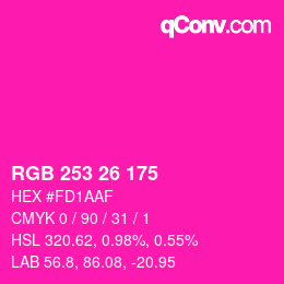 Color code: RGB 253 26 175 | qconv.com