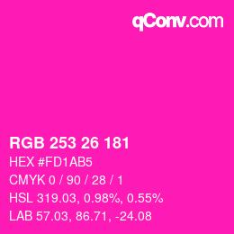 Color code: RGB 253 26 181 | qconv.com