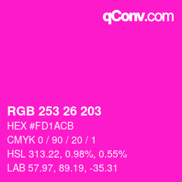 Color code: RGB 253 26 203 | qconv.com