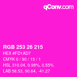 カラーコード: RGB 253 26 215 | qconv.com