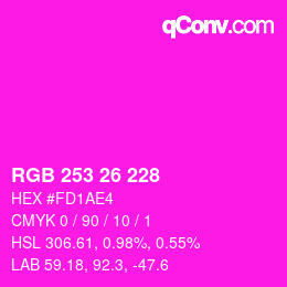 Color code: RGB 253 26 228 | qconv.com
