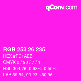 Color code: RGB 253 26 235 | qconv.com