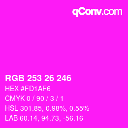 Color code: RGB 253 26 246 | qconv.com