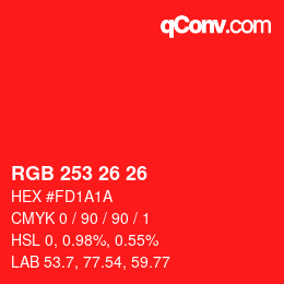 Color code: RGB 253 26 26 | qconv.com