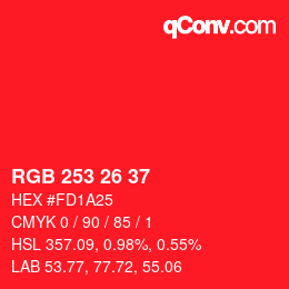 Color code: RGB 253 26 37 | qconv.com