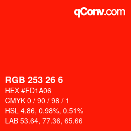 カラーコード: RGB 253 26 6 | qconv.com