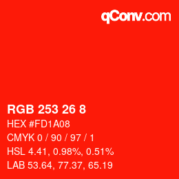 Color code: RGB 253 26 8 | qconv.com