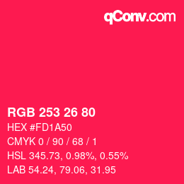 Color code: RGB 253 26 80 | qconv.com