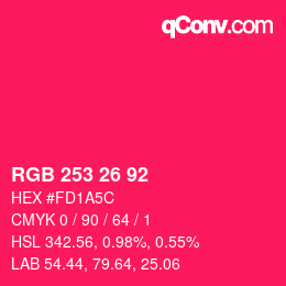 颜色代码: RGB 253 26 92 | qconv.com