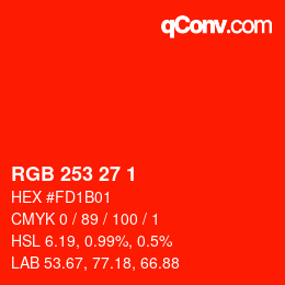 カラーコード: RGB 253 27 1 | qconv.com