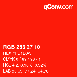 Color code: RGB 253 27 10 | qconv.com