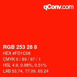 颜色代码: RGB 253 28 8 | qconv.com