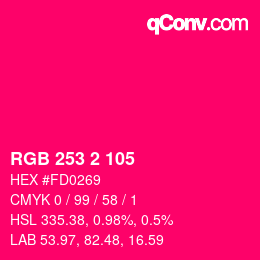 カラーコード: RGB 253 2 105 | qconv.com
