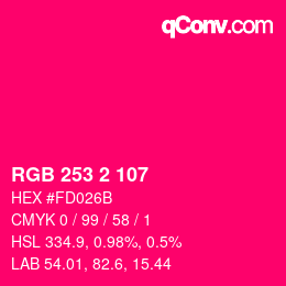 Color code: RGB 253 2 107 | qconv.com