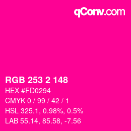 Color code: RGB 253 2 148 | qconv.com