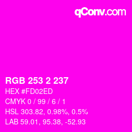 Color code: RGB 253 2 237 | qconv.com