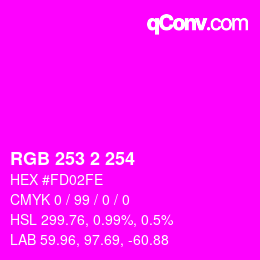 カラーコード: RGB 253 2 254 | qconv.com