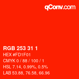 Color code: RGB 253 31 1 | qconv.com