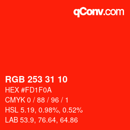 Color code: RGB 253 31 10 | qconv.com