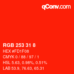 Color code: RGB 253 31 8 | qconv.com