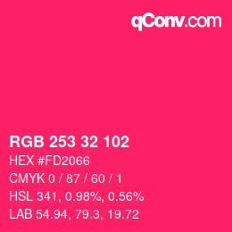 Color code: RGB 253 32 102 | qconv.com