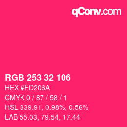 Color code: RGB 253 32 106 | qconv.com