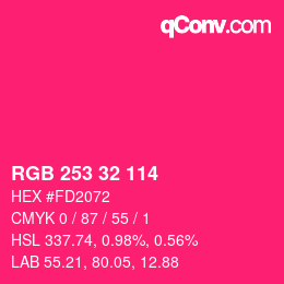 Color code: RGB 253 32 114 | qconv.com