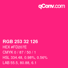 Color code: RGB 253 32 126 | qconv.com