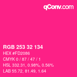 Color code: RGB 253 32 134 | qconv.com