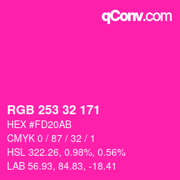 Color code: RGB 253 32 171 | qconv.com