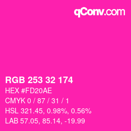 Color code: RGB 253 32 174 | qconv.com