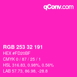 Color code: RGB 253 32 191 | qconv.com