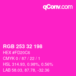 Color code: RGB 253 32 198 | qconv.com