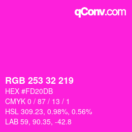 Color code: RGB 253 32 219 | qconv.com