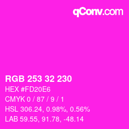 Color code: RGB 253 32 230 | qconv.com