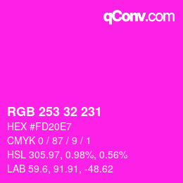 Color code: RGB 253 32 231 | qconv.com