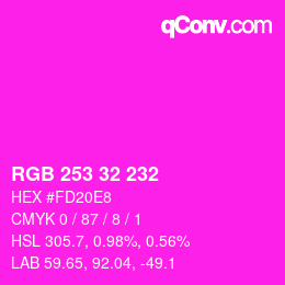 Color code: RGB 253 32 232 | qconv.com