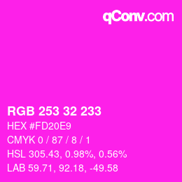 Color code: RGB 253 32 233 | qconv.com