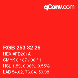 Color code: RGB 253 32 26 | qconv.com