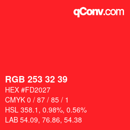 Color code: RGB 253 32 39 | qconv.com