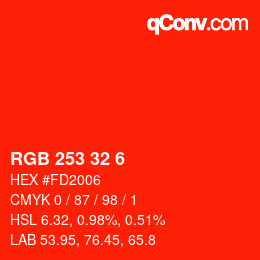 Color code: RGB 253 32 6 | qconv.com