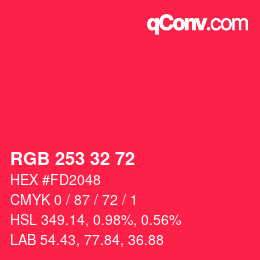 Color code: RGB 253 32 72 | qconv.com