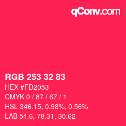 カラーコード: RGB 253 32 83 | qconv.com