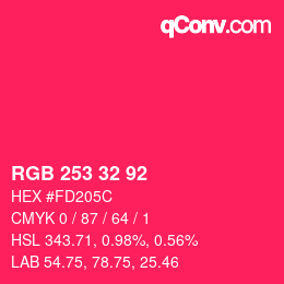 カラーコード: RGB 253 32 92 | qconv.com