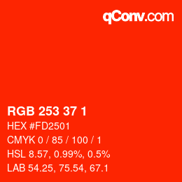 カラーコード: RGB 253 37 1 | qconv.com