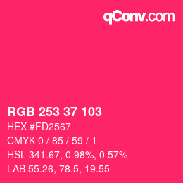 カラーコード: RGB 253 37 103 | qconv.com