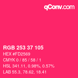 カラーコード: RGB 253 37 105 | qconv.com